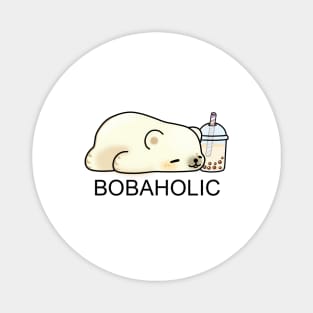 Bobaholic Little Polar Bear Chilling with it's Boba Tea Magnet